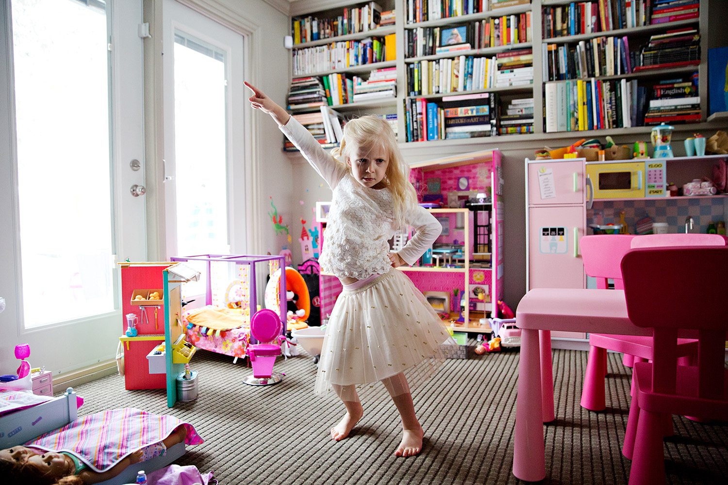 Disco dancing girl in her playroom