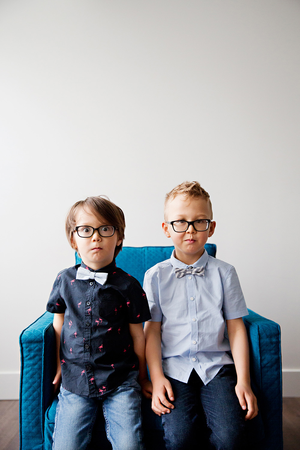 funny studio portrait of brothers in bow ties by Dana Pugh
