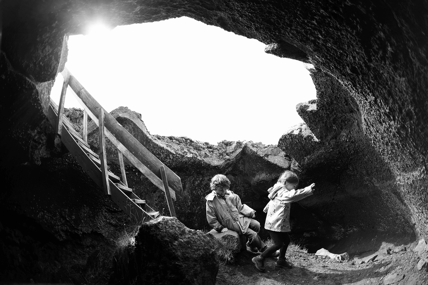 Children playing underground in Iceland
