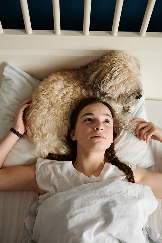 teen girl with her dog